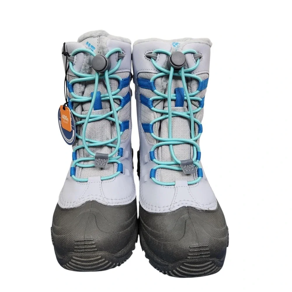 Columbia Bugaboot Celsius Snow Boots Youth 4 Gray Blue Waterproof 400g Insulated